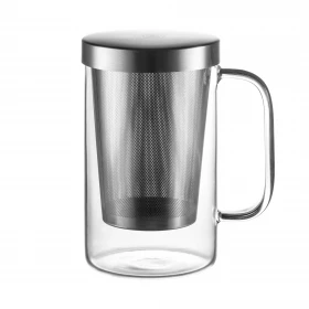 Großes Teeglas mit 500 ml Nutzvolumen, Edelstahlsieb mit 30 Jahre Garantie - GAIWAN® PURE550S